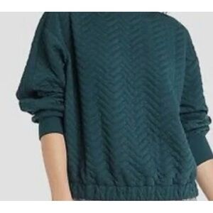 A New Day Women’s Small Quilt Design Pullover, EUC, 22” length,dark teal/green.